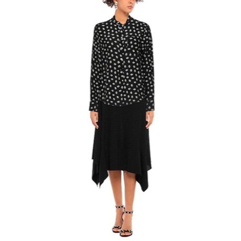 Isabel Marant Rusak Womens Silk Black Floral Long Sleeve Blouse size FR 34 XS